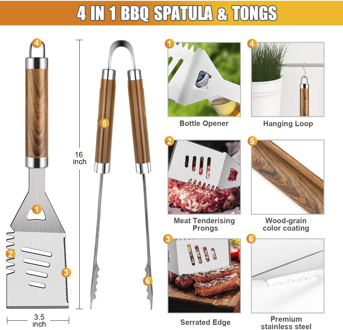 BBQ Grill Accessories Set, 38Pcs Stainless Steel Grill Tools Grilling 