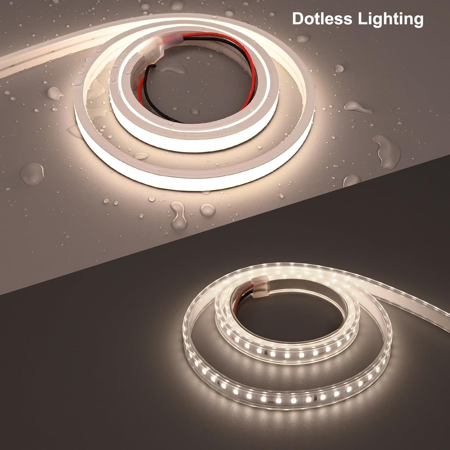 24V LED Neon Rope Light 16.4ft/5M, 4000K Natural White, 320LM/ft, IP67 Waterproof Outdoor, High CRI>93, Self-Adhesive Highlight Architecture, Accent Bars & Gardens
