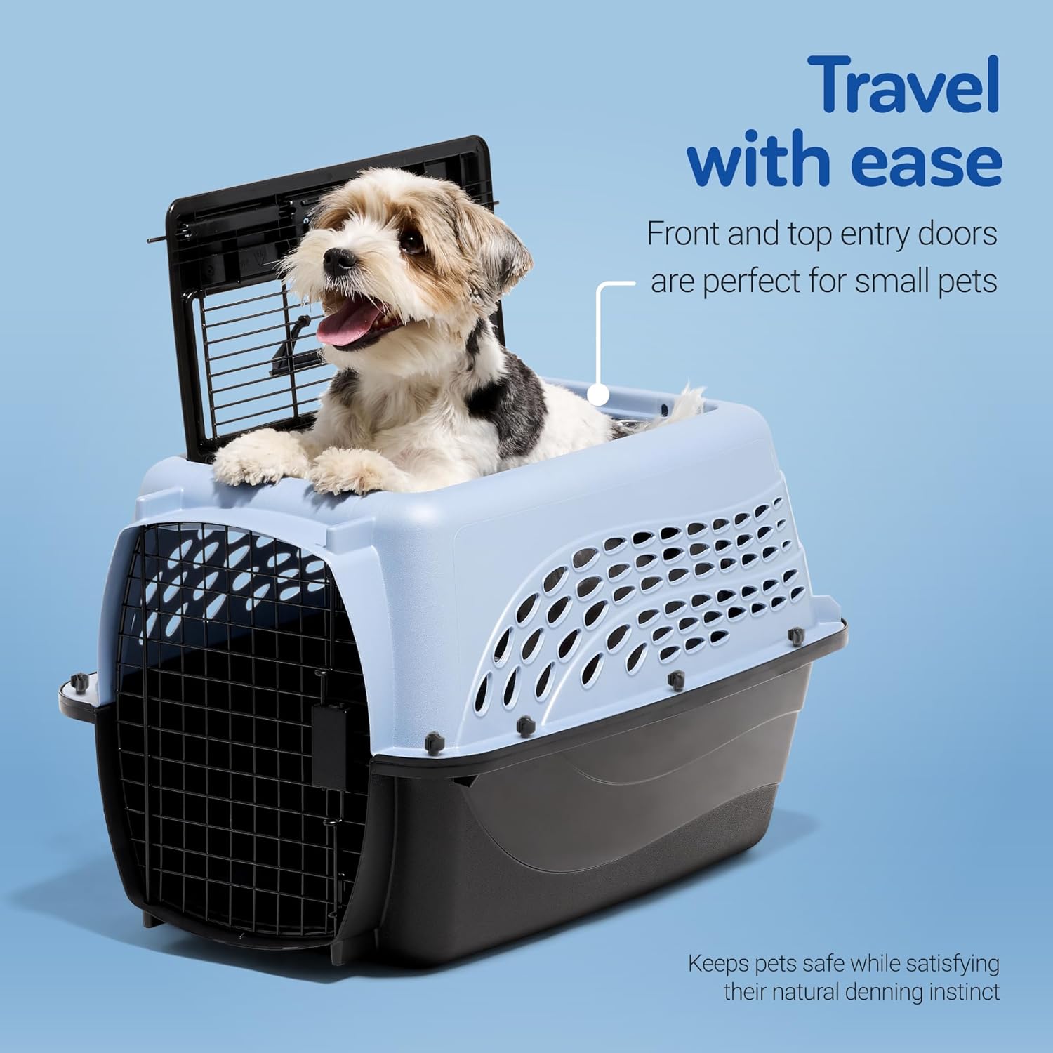 Petmate Dog Crates for Small Dogs & Cat Carriers, Two-Door Plastic Pet