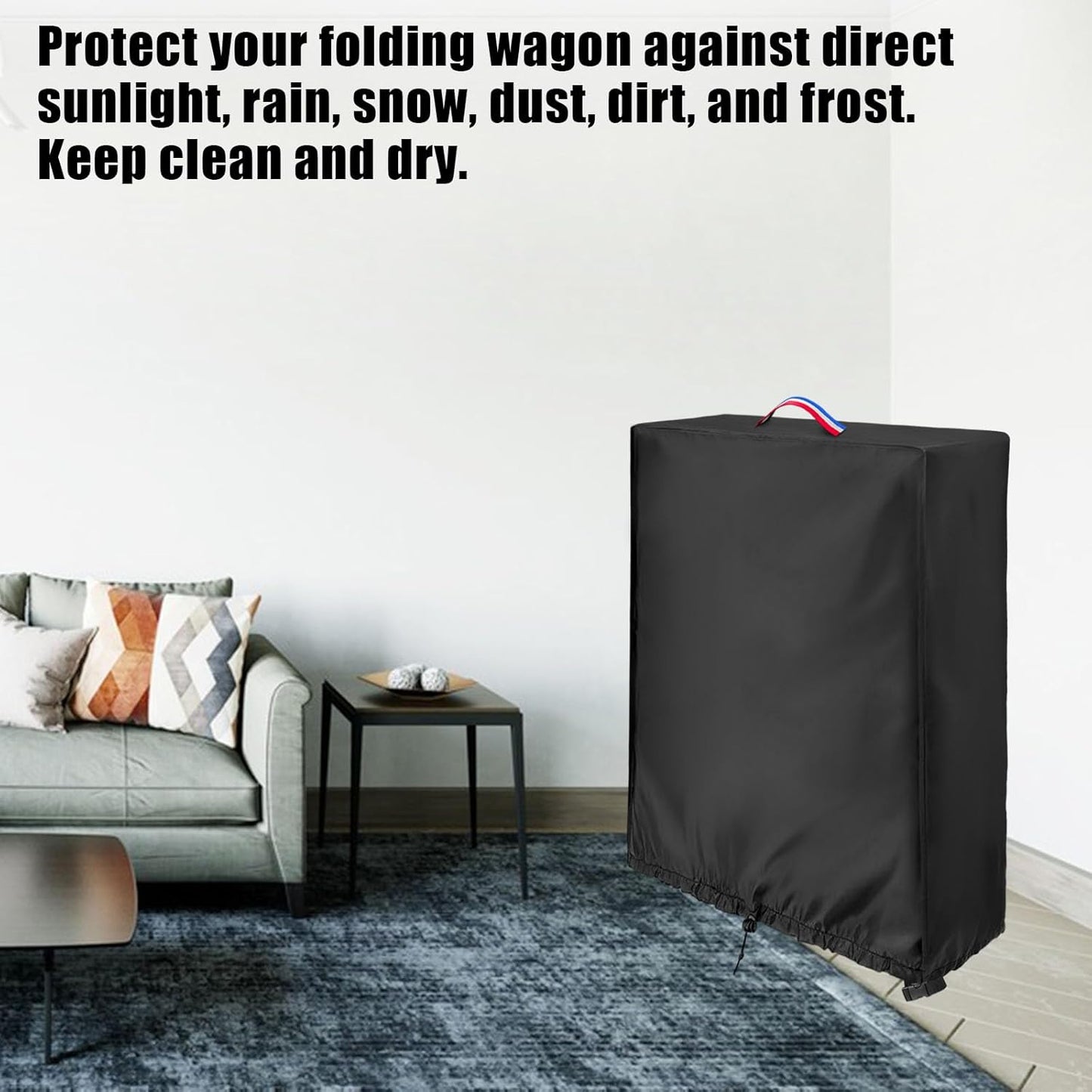 Wagon Cart Cover for Collapsible Wagon Carts, Portable Folding Wagons Protective Cover, Shopping Cart Covers - 20" L×7" W×28" H, Black