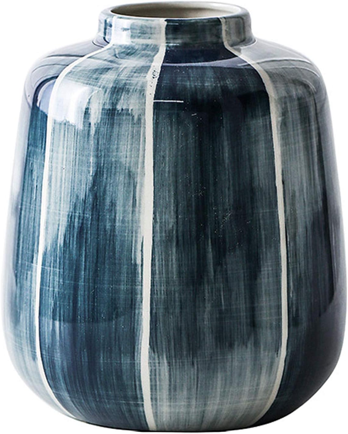 Ceramic Vase Blue Highlight Minimalist Water Planting Container Pot Ho