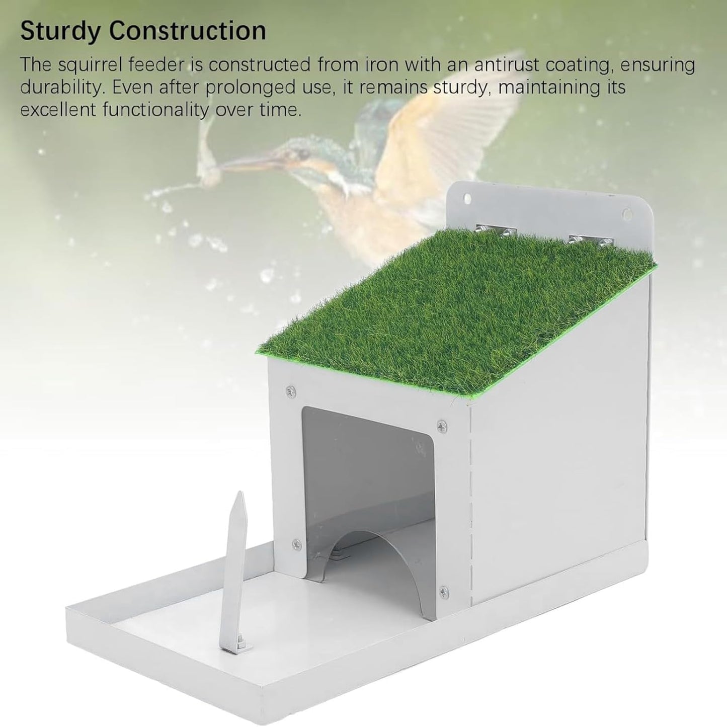 Squirrel Feeder House,with Lid Metal Rustproof Waterproof Easy Filling | Outside Chipmunk Feeder Box - for Garden Yard Farm Pathway Lawn Grassland Porch