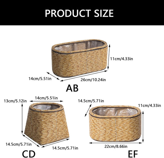 Rattan Flower Basket, Wicker Woven Planter with Plastics Liner, Hand Woven Basket Planter, Desktop Flower Pot for Bathrooms Kitchens Home Office