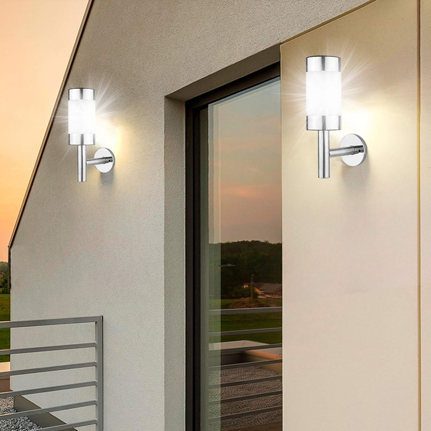 2pcs LED Solar Power Wall Mount Light, Stainless Steel Wall Light, Outdoor Wall Mounted Solar Power Light Lamp for Landscape Garden Yard Sensor Lamp Home Decoration, Stainless Steel Wall Light, 2pcs
