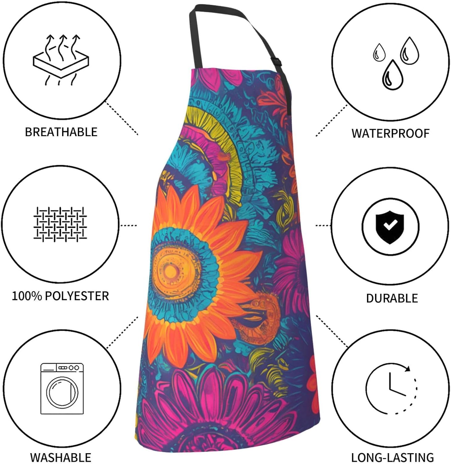 YANYU Bright Color Print 28x33 In Kitchen Apron Stylish Chef Apron wit