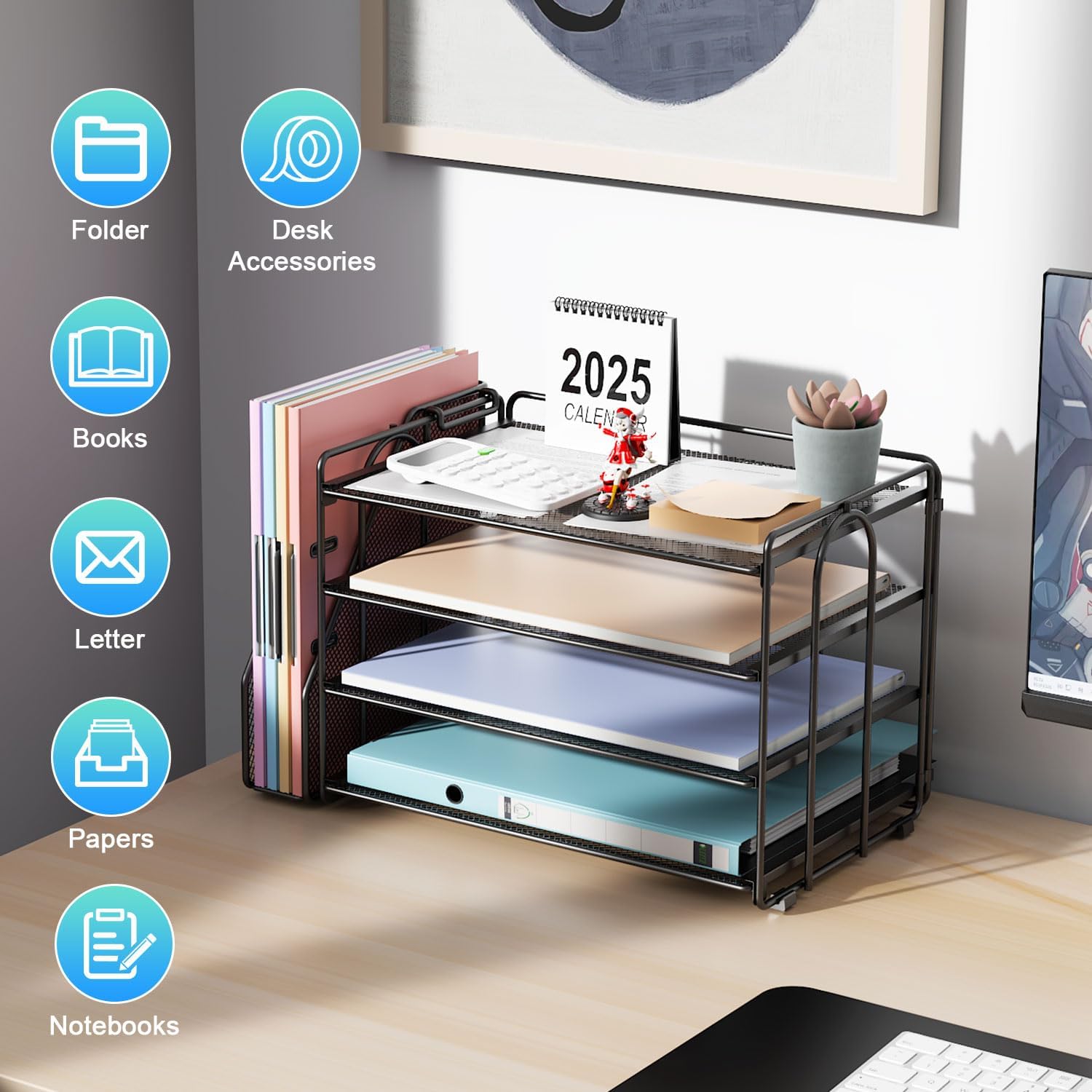 gianotter 4-Tier Paper Organizer With Magazine Holder, Desk Organizers