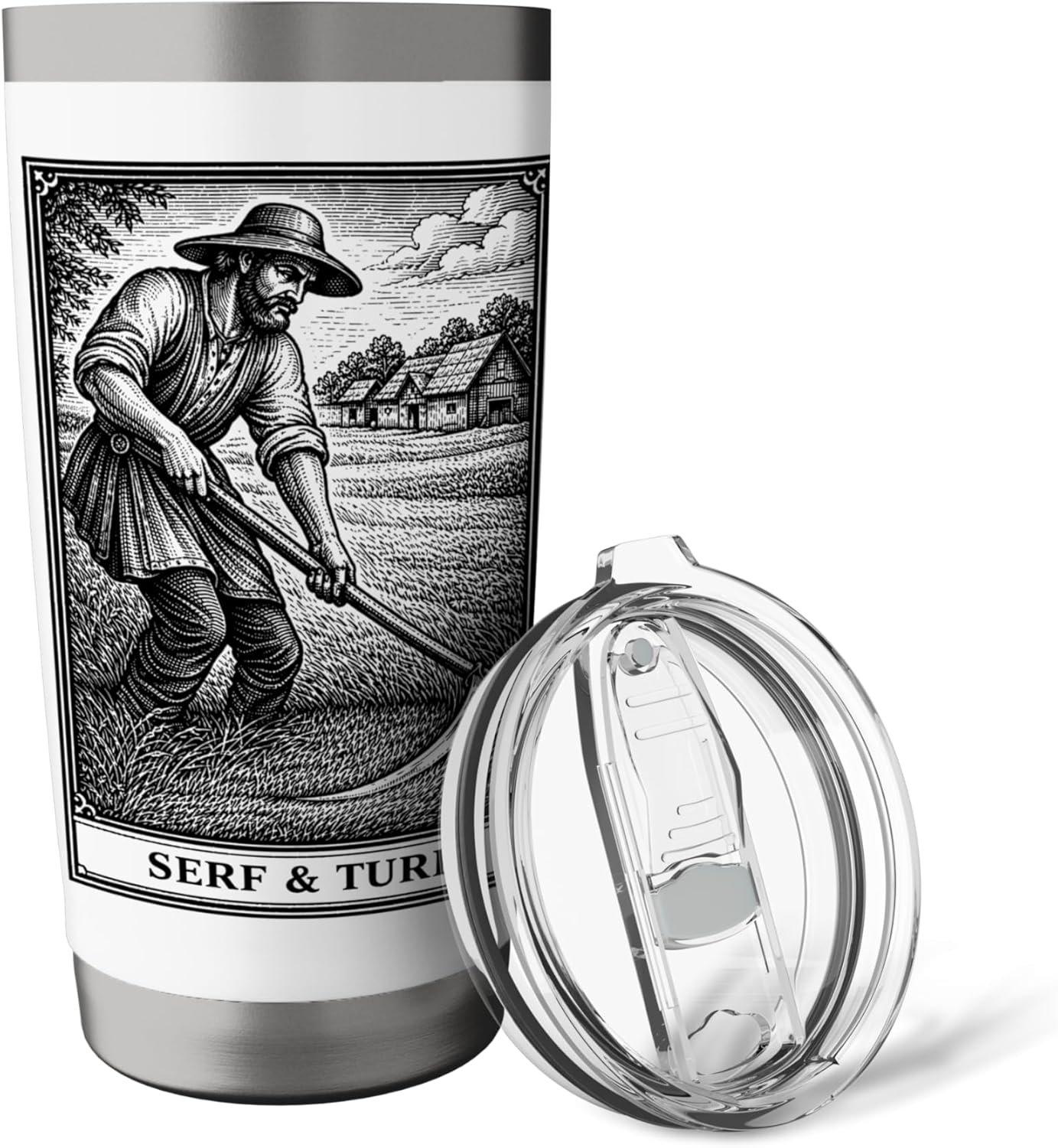 Funny Lawn Care Gardening Serf & Turf Medieval Father's Day Stainless Steel Insulated Tumbler