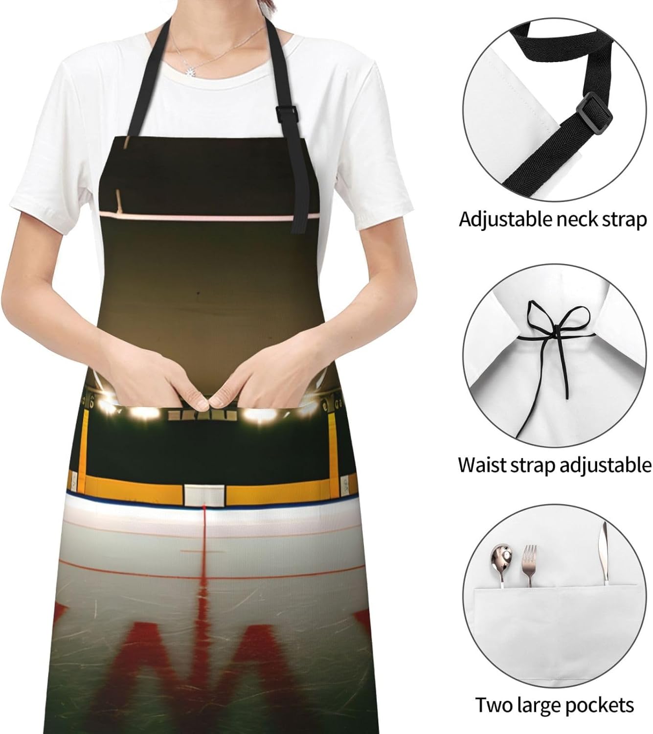 Hockey Stick print Waterproof chef's apron with pocket apron for kitchen cooking baking barbecue and gardening