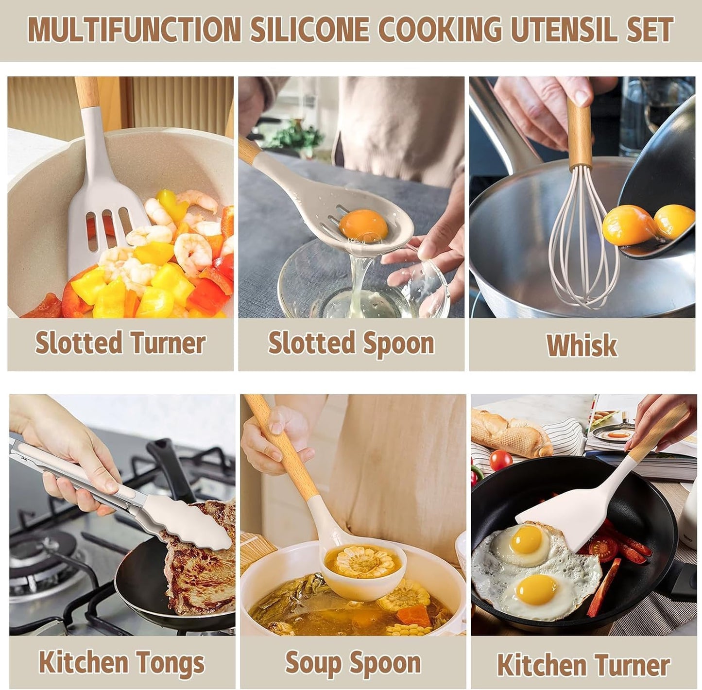 Umite Chef Kitchen Cooking Utensils Set, 33 pcs Non-Stick Silicone Coo