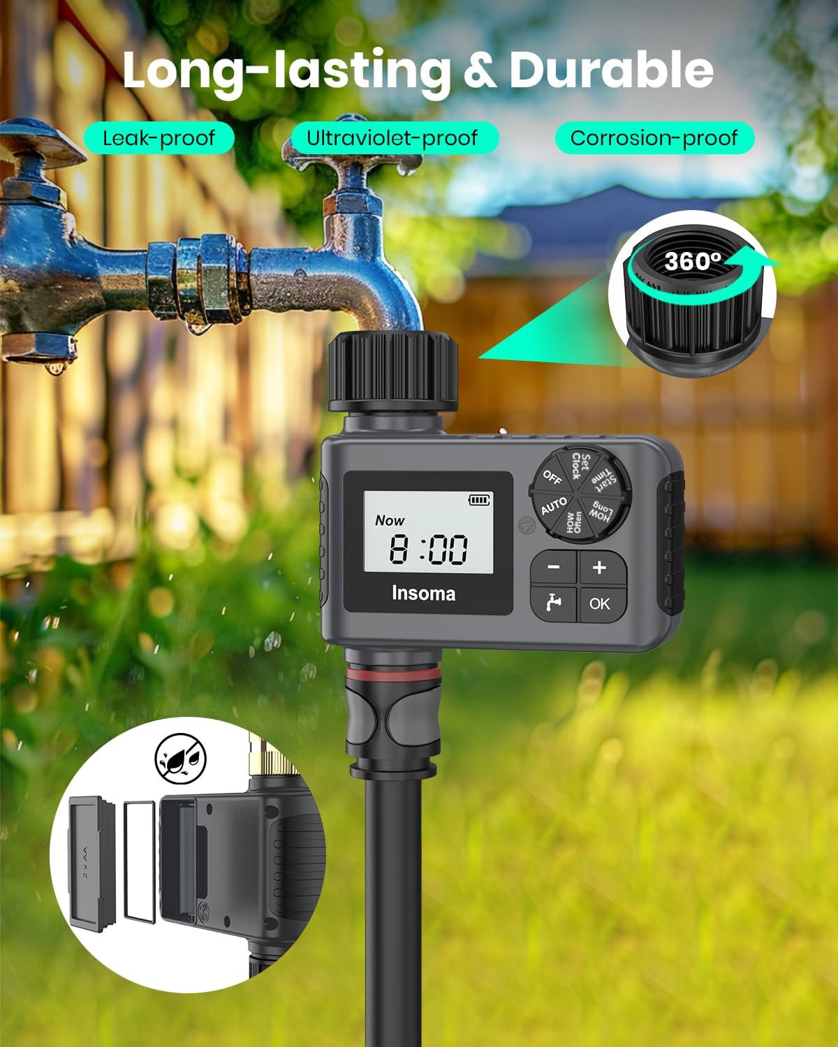 Outdoor Garden Hose Faucet Timers, Programmable Water Sprinkler Timer 