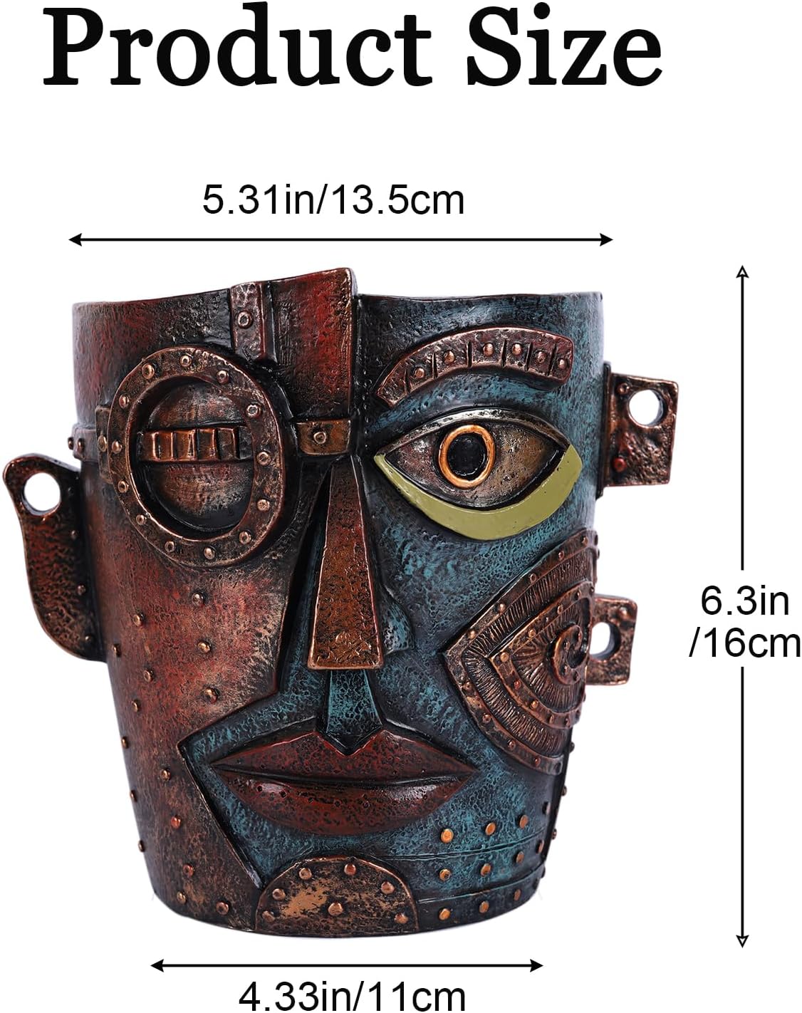 Abstract Face Planters Pots Head, Funny Head Planter Flower Pot with Drainage Hole Vintage Style Planter for Indoor Outdoor Garden Patio Home Office Decor and Home Art Decoration