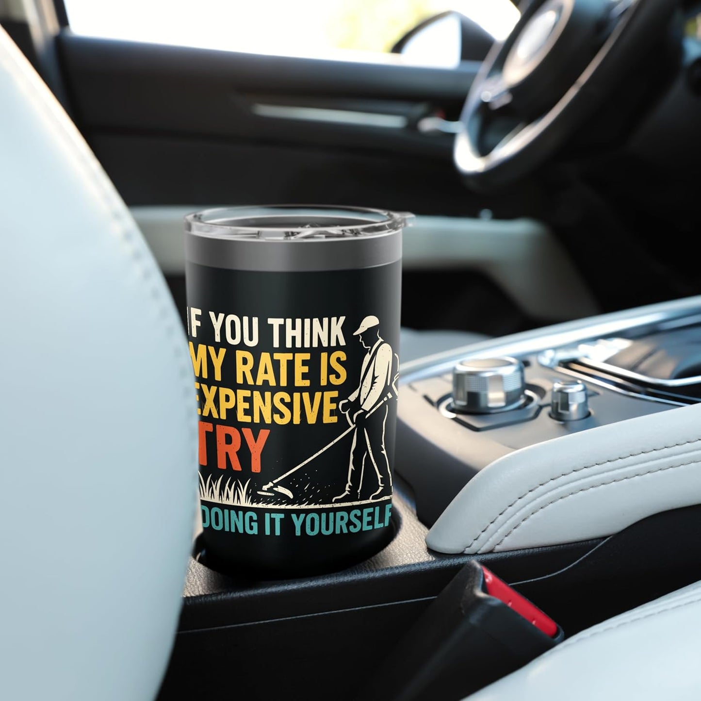 Funny Hourly Rate Humor Landscaper Lawn Mowing Stainless Steel Insulated Tumbler