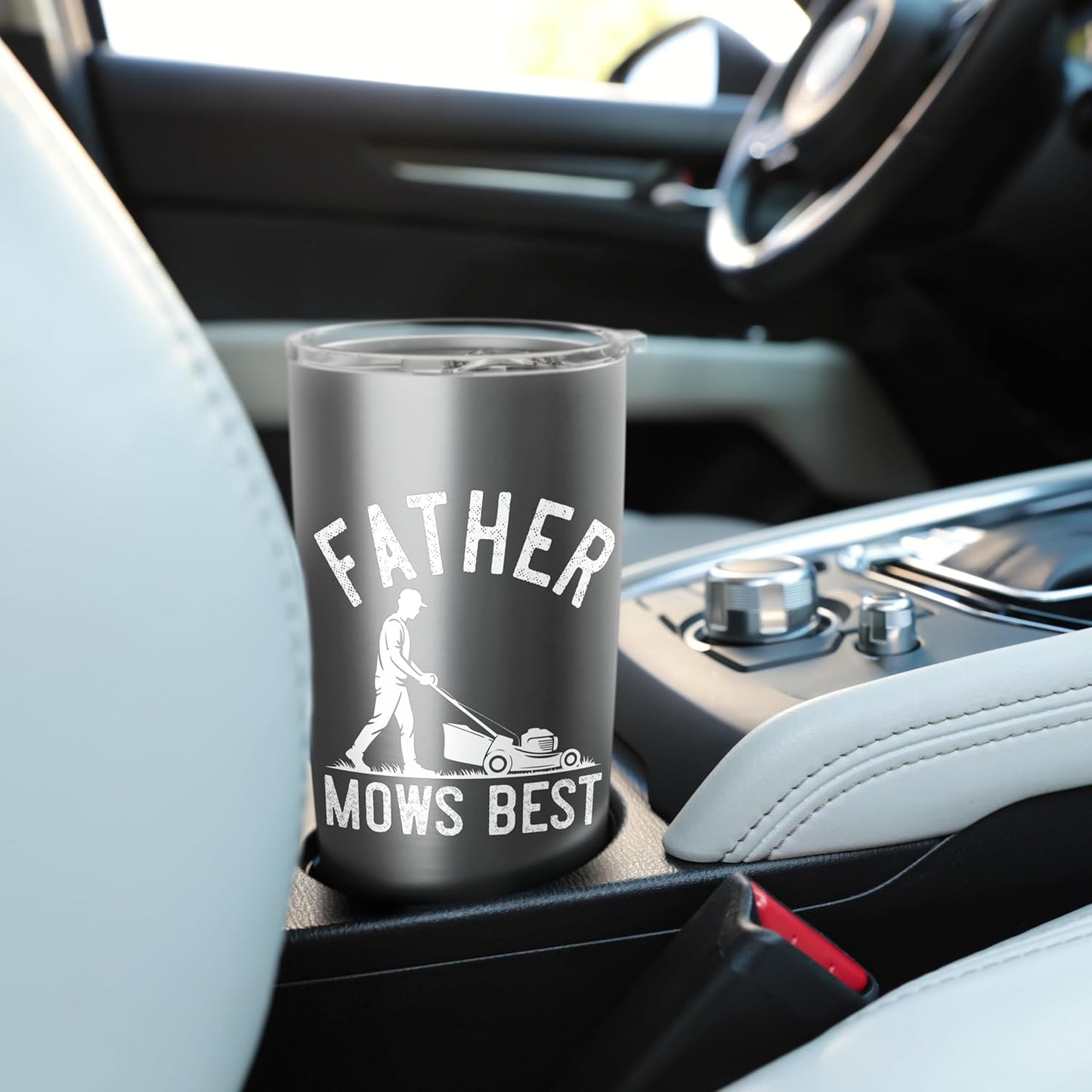 Father Mows Best, Funny Lawn Care, Dad, Fathers Day Stainless Steel Insulated Tumbler