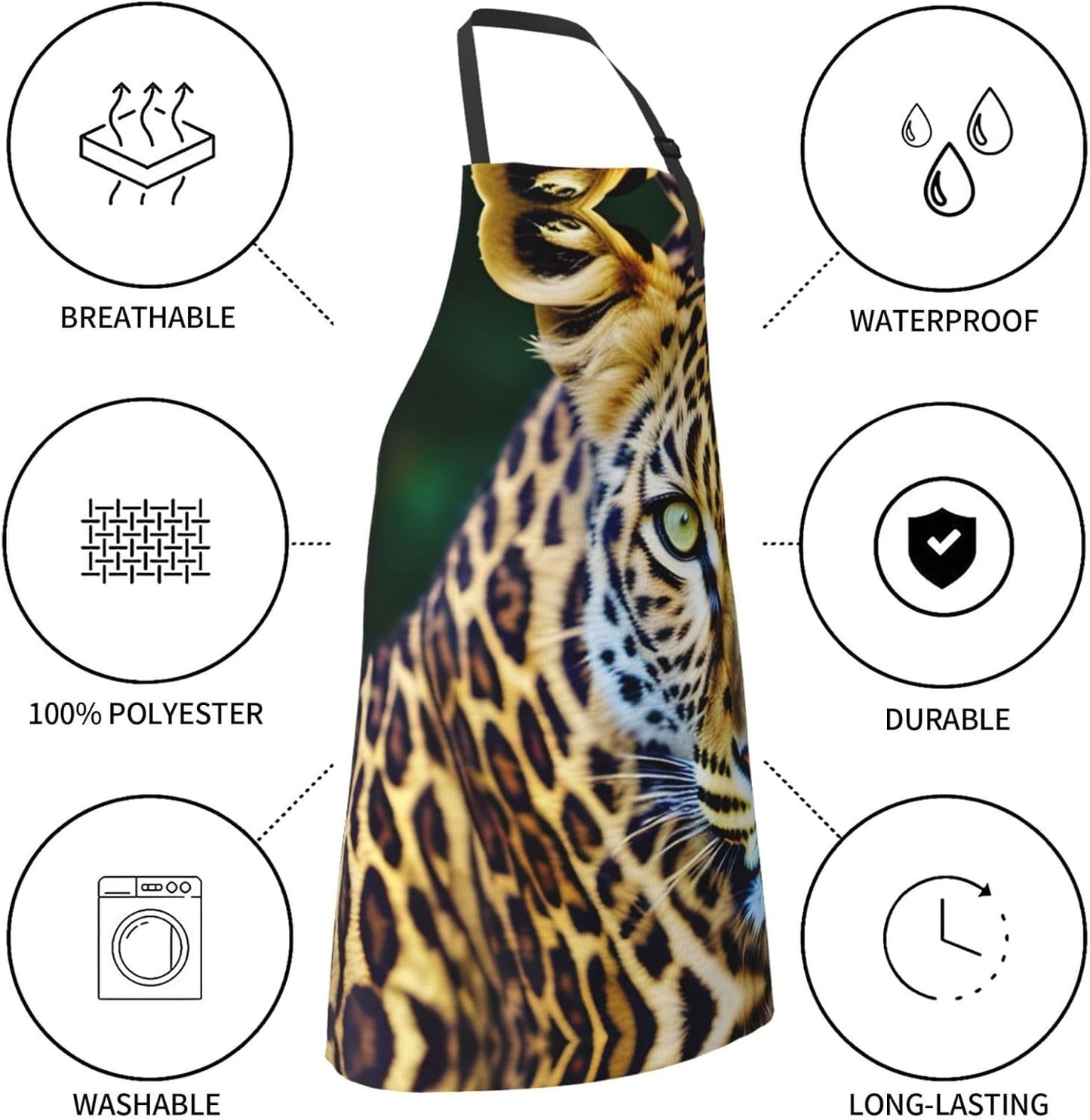 Yellow leopard print print Waterproof chef's apron with pocket apron for kitchen cooking baking barbecue and gardening