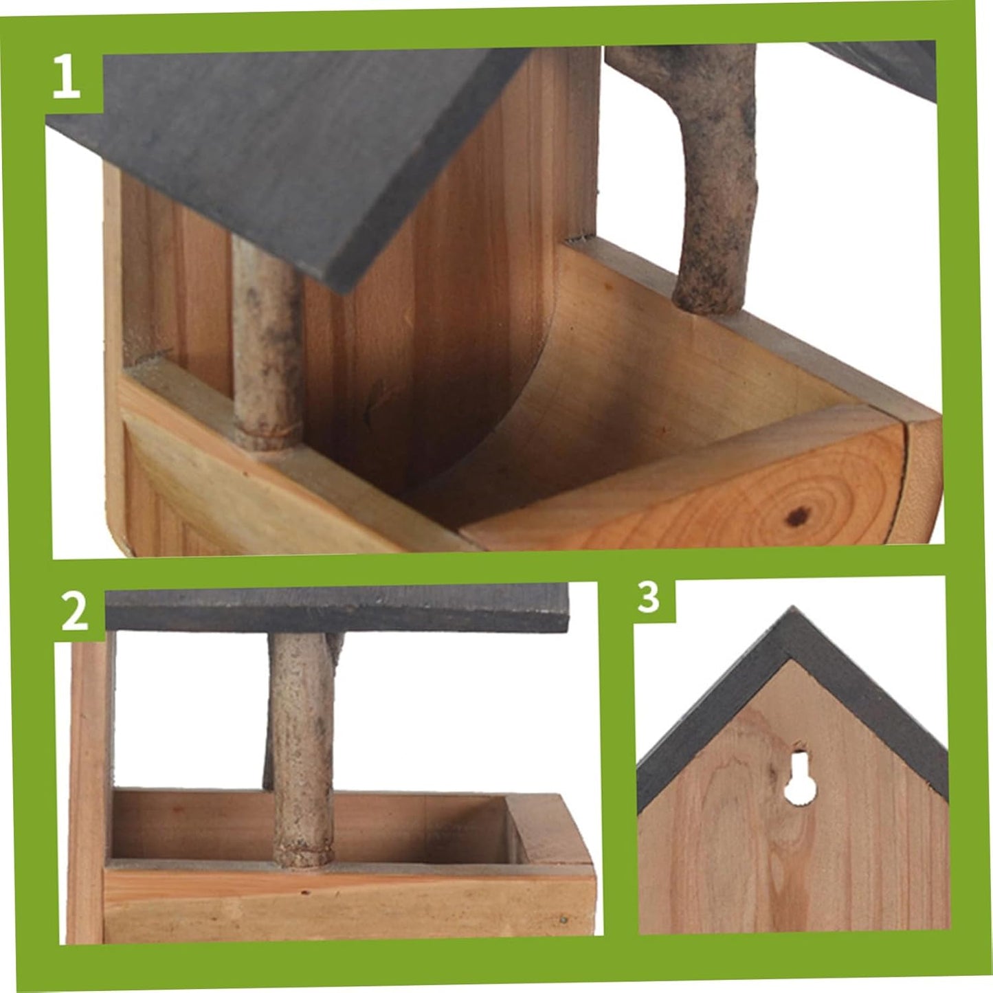 Hanging Bird Feeder, Wooden Bird Feeder with Wide Perch Tray for Outdoors, Creative Garden Decor and Supplies for Small Wild Birds