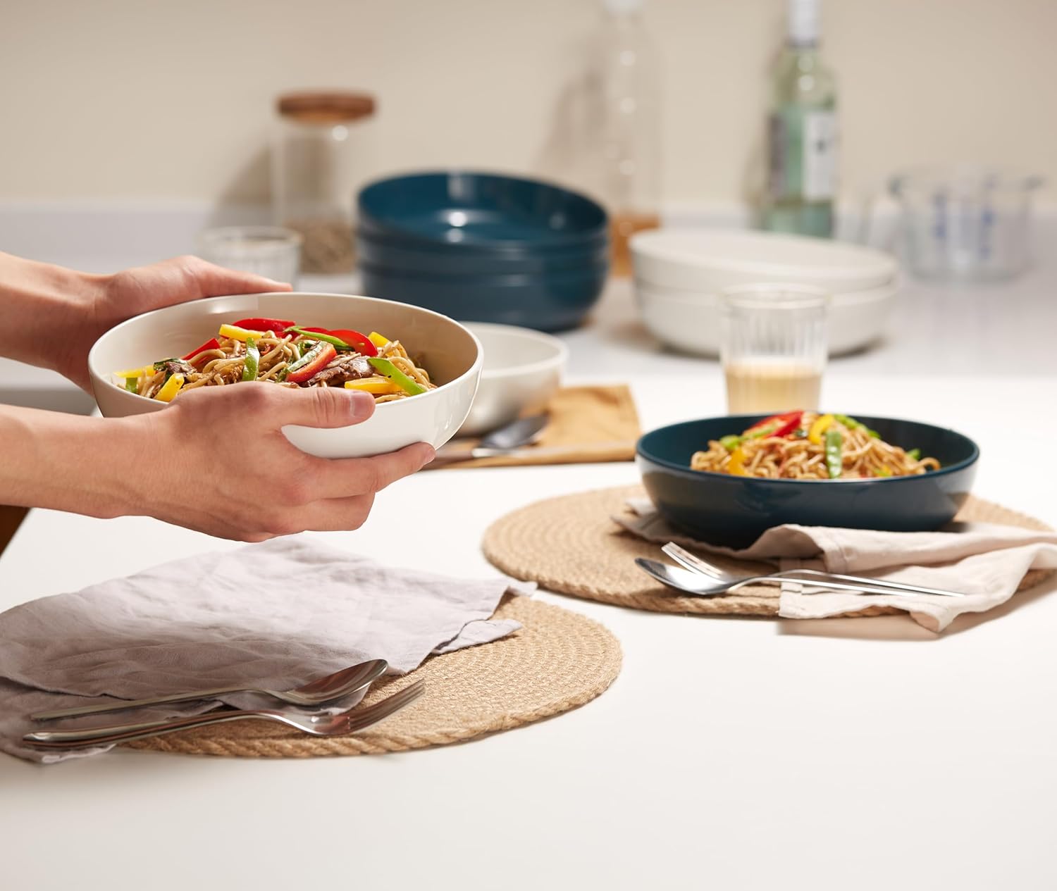 KooK Pasta Bowl, Salad Bowls, Bowls, Serving Bowls, Soup, Ceramic, Lar