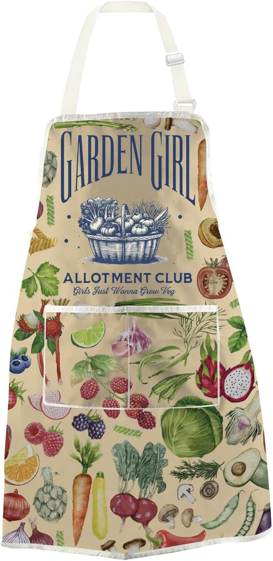 WCGXKO Garden Girl Allotment Club Kitchen Apron Garden Plant Grow Gift Gardening Plant Gift for Nature Lover