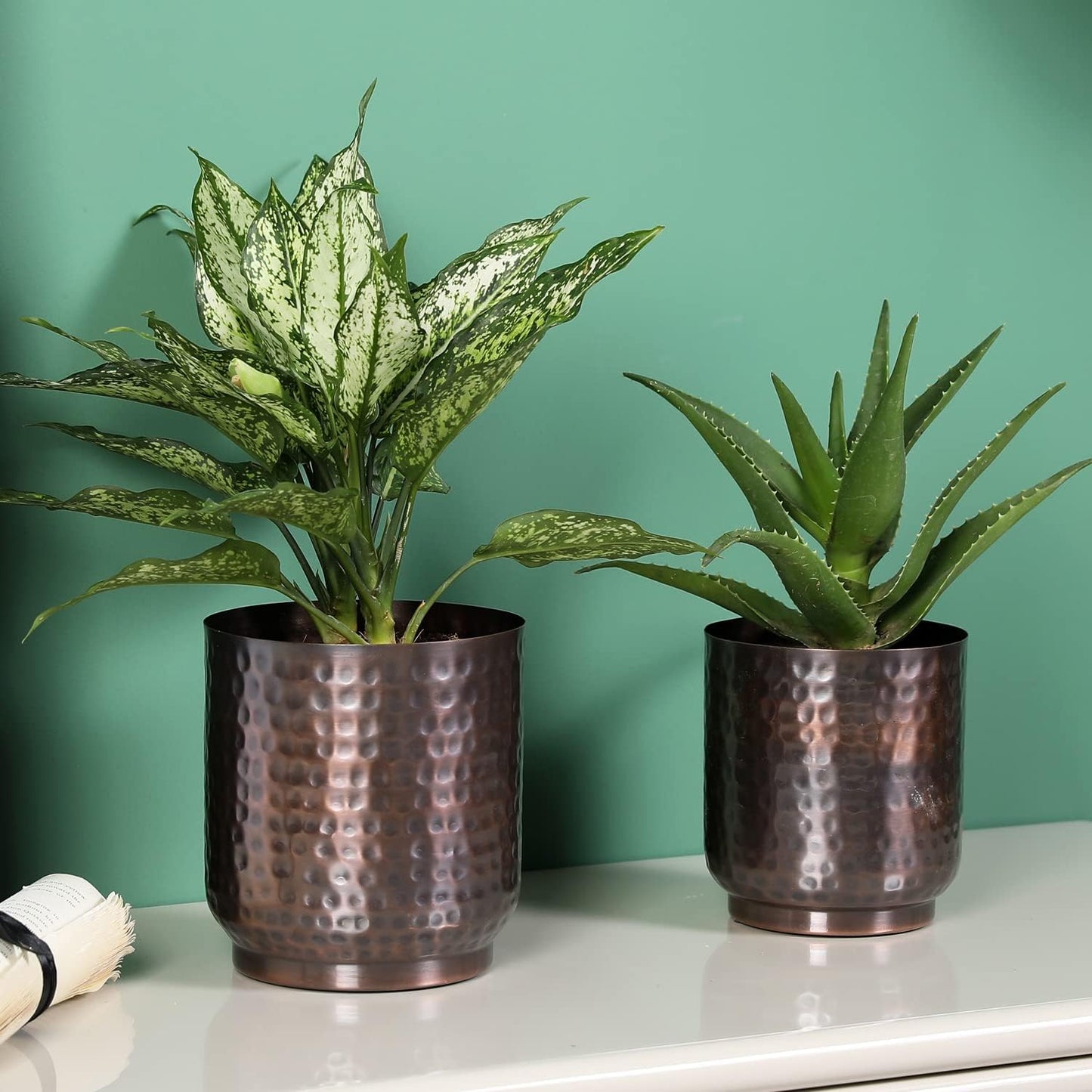 MyGift Handmade Hammered Vintage Copper Metal Plant Vase, Decorative I