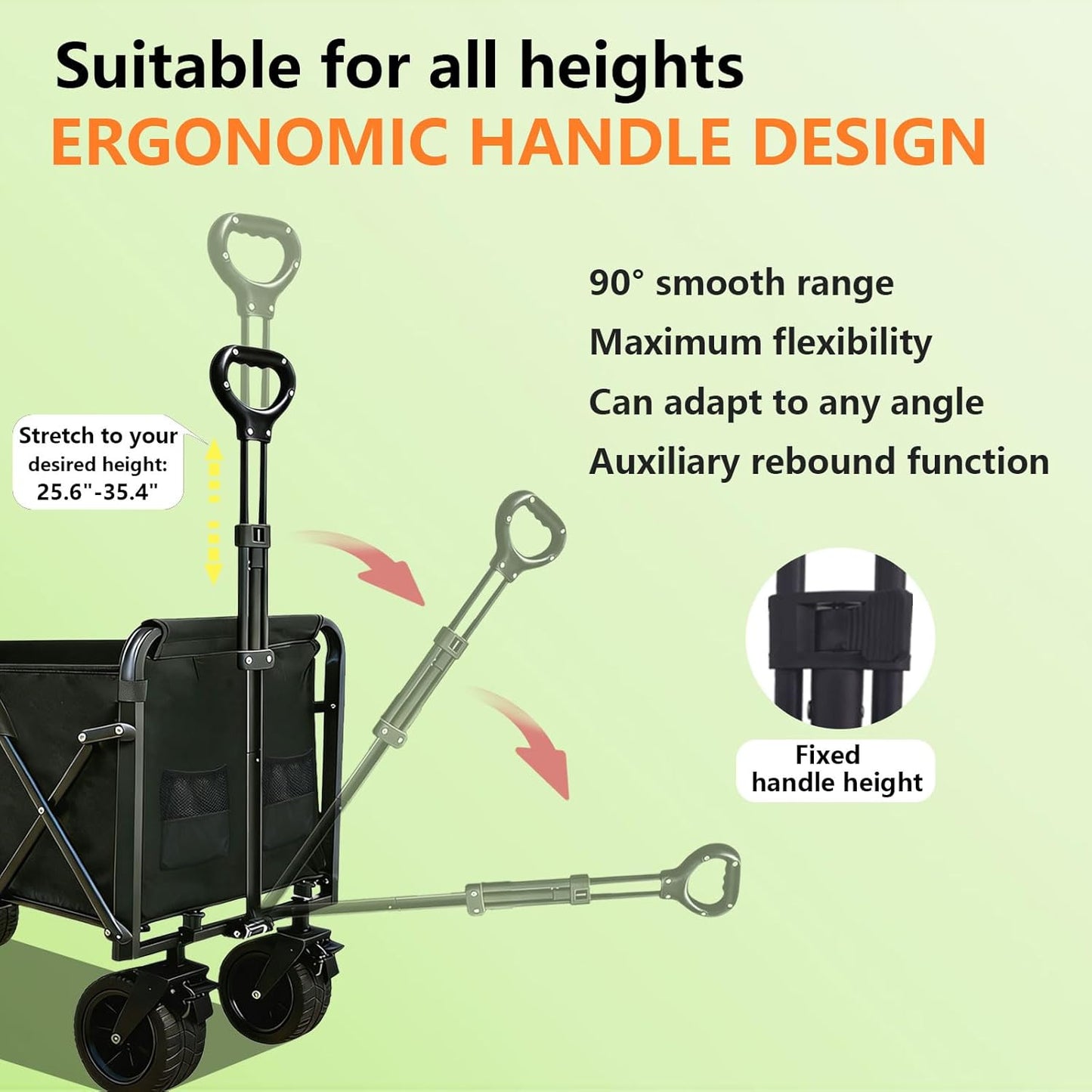 Collapsible Wagon Cart,Heavy Duty Wagon Carts Foldable,with Big All-Te