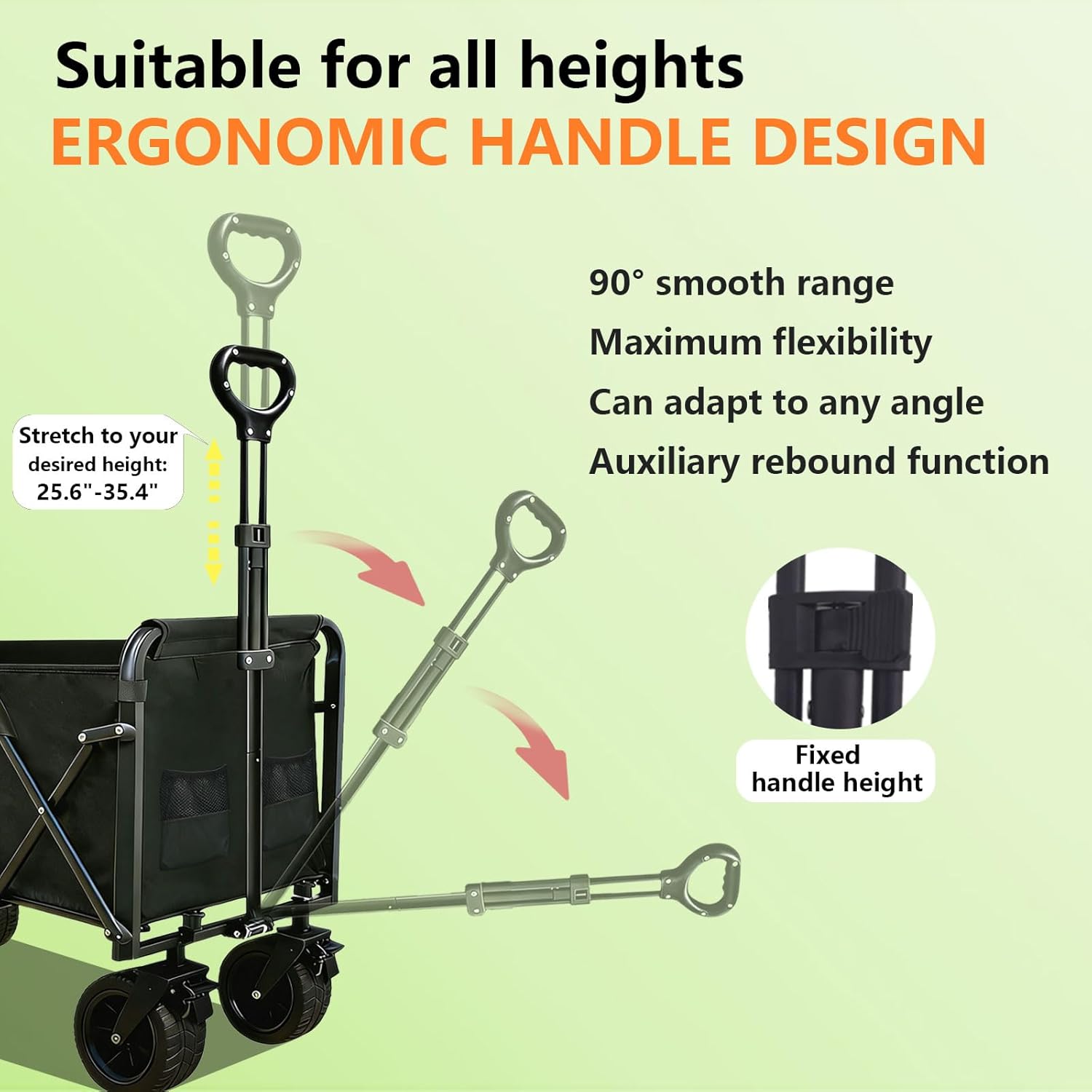 Collapsible Wagon Cart,Heavy Duty Wagon Carts Foldable,with Big All-Te