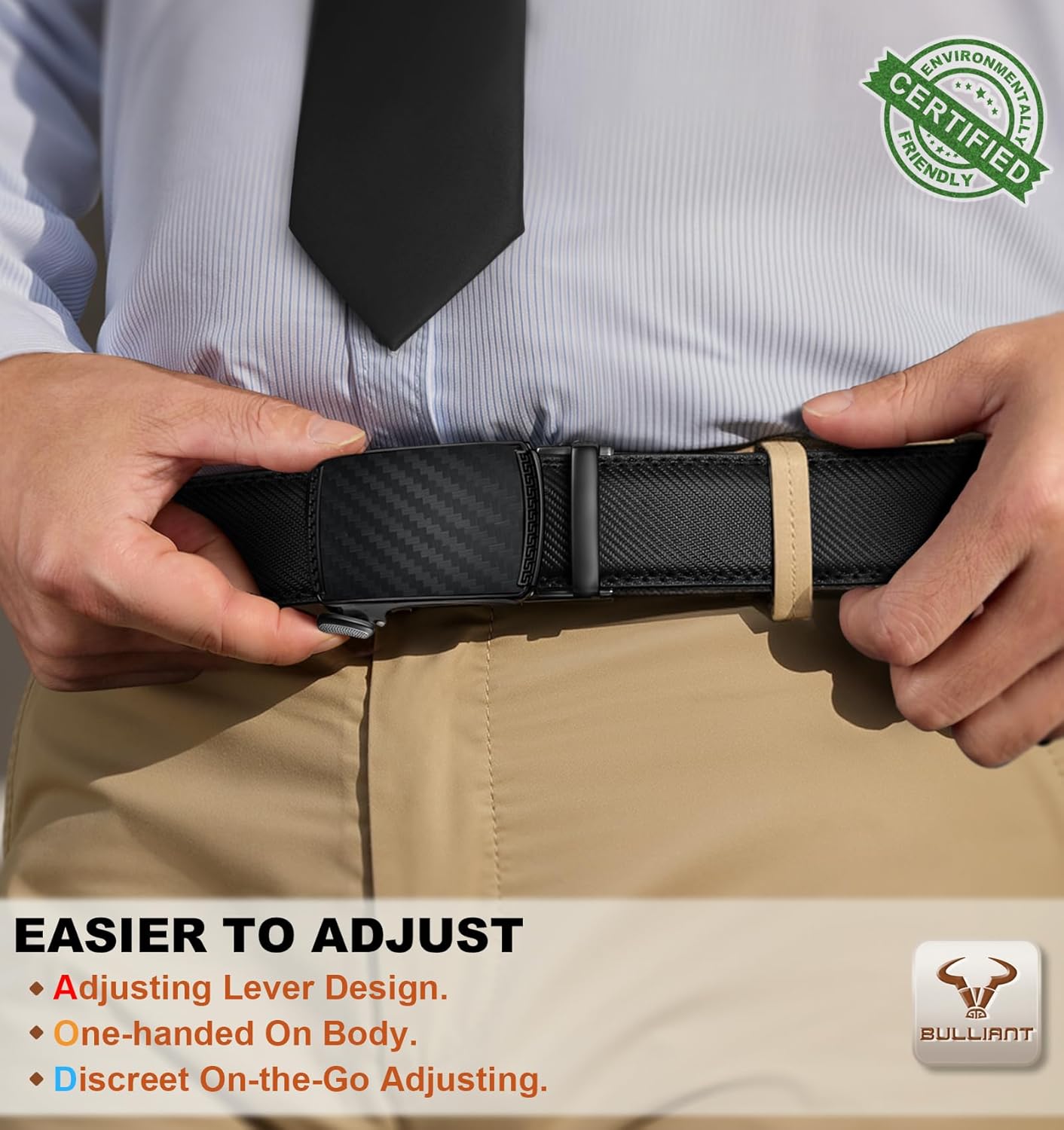 BULLIANT Men's Belt,Slide Ratchet Belt Adjsutable For Men Suit Casual 