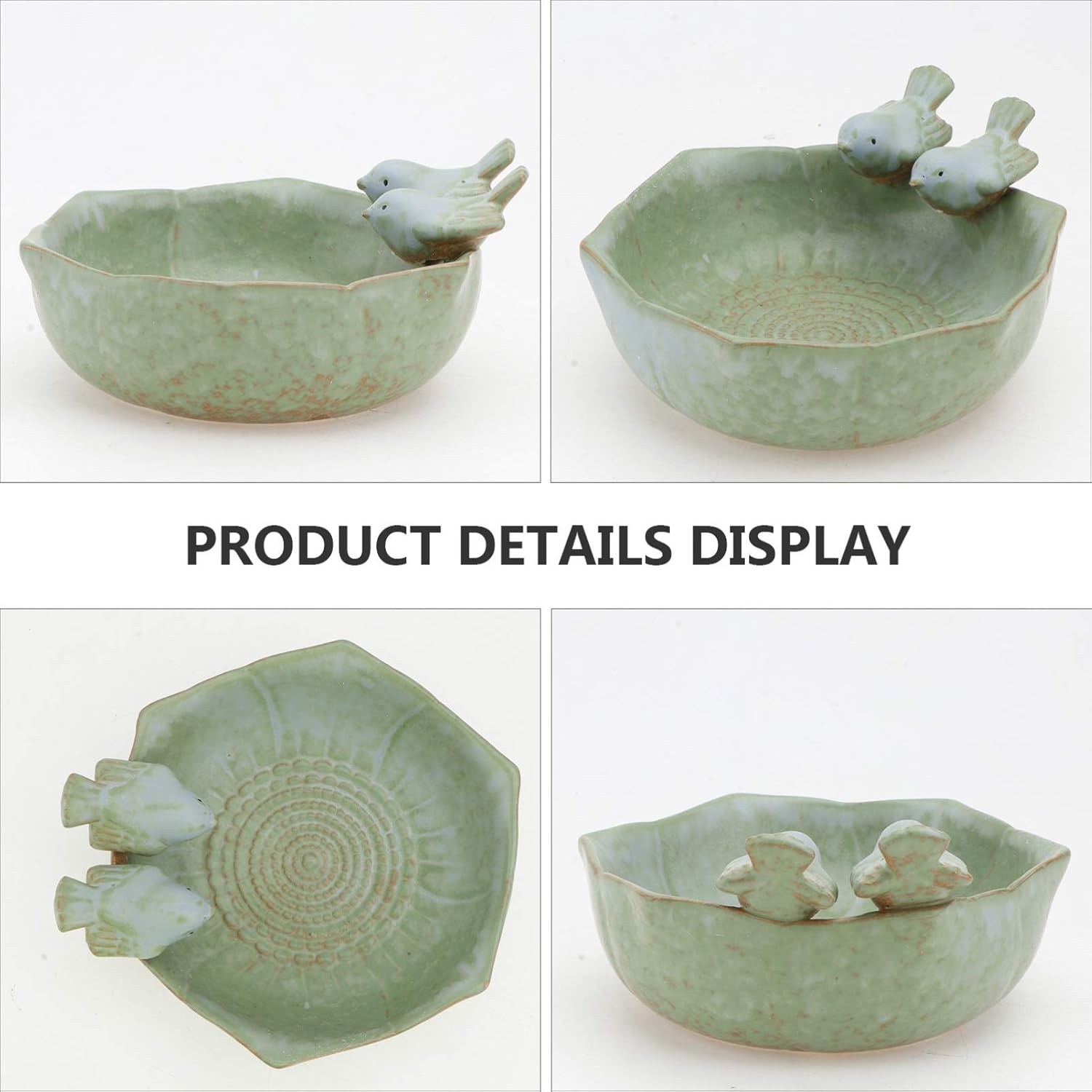 DOITOOL Ceramic Bird Feeder, Bird Bath Bowl, Bird Food Holder for Gard