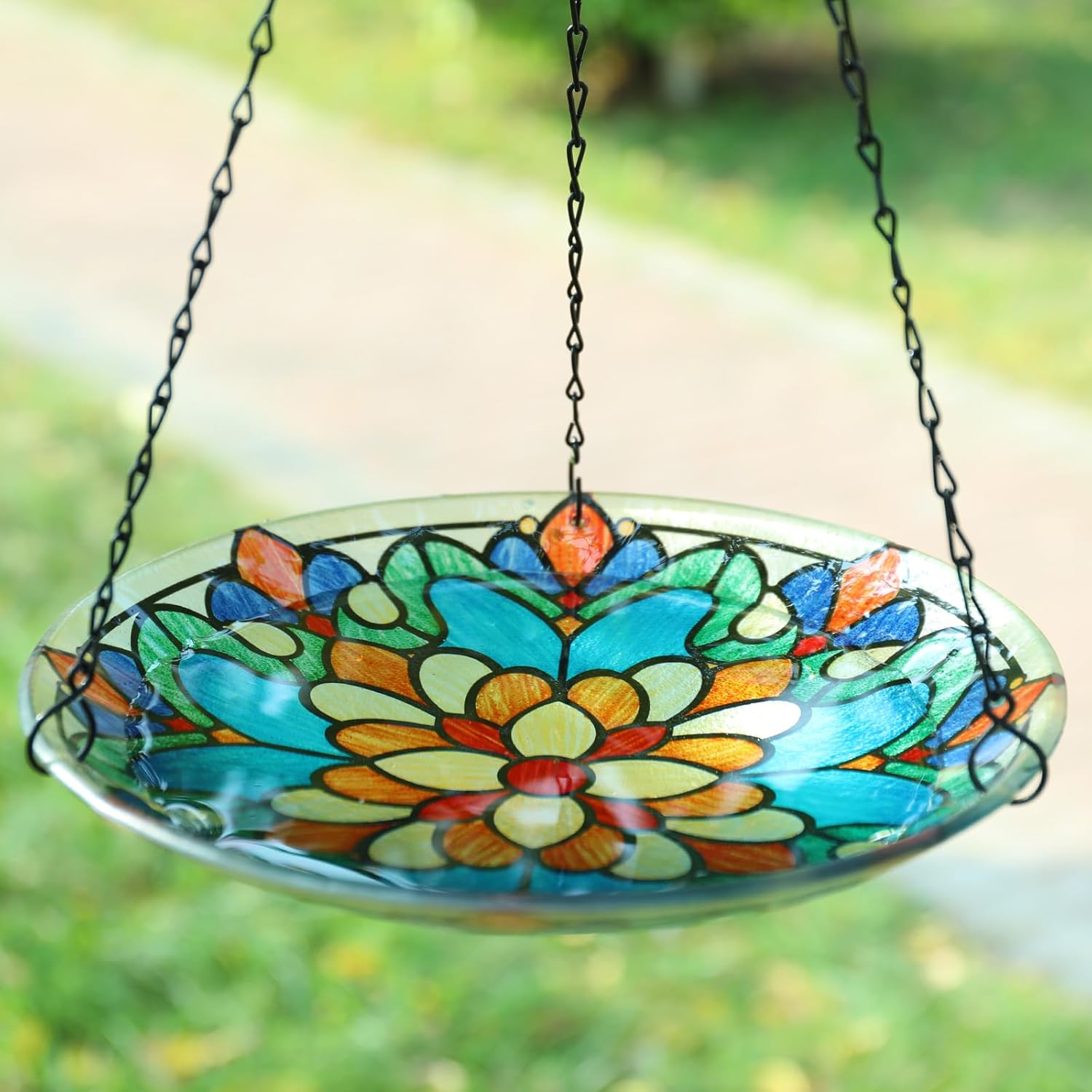 MUMTOP Hanging Bird Bath-Bird Baths for Outdoors - 12 Inch Glass Bird 