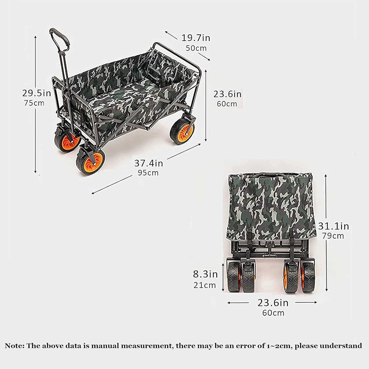 Foldable Wagon Cart All Terrain Outdoor Cart Portable and l Beach Wagons with Big Wheels Suitable for Camping Beach Travel Gardening