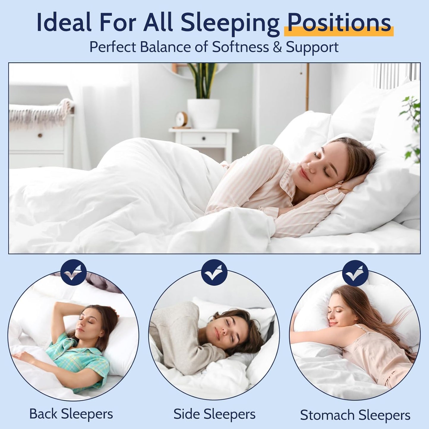 Pillows King Size Set of 2, Gusseted Bed Pillows for Sleeping 2 Pack, Luxury Hotel Quality, Supportive King Pillow with Soft Down Alternative for Back Stomach Side Sleepers,Machine Washable