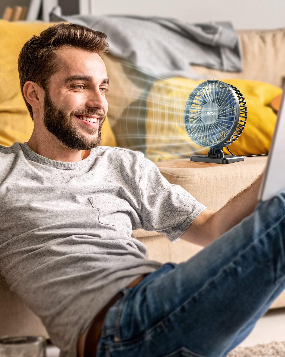 Gaiatop USB Desk Fan, Small But Powerful, Personal Portable Quiet 3 Sp