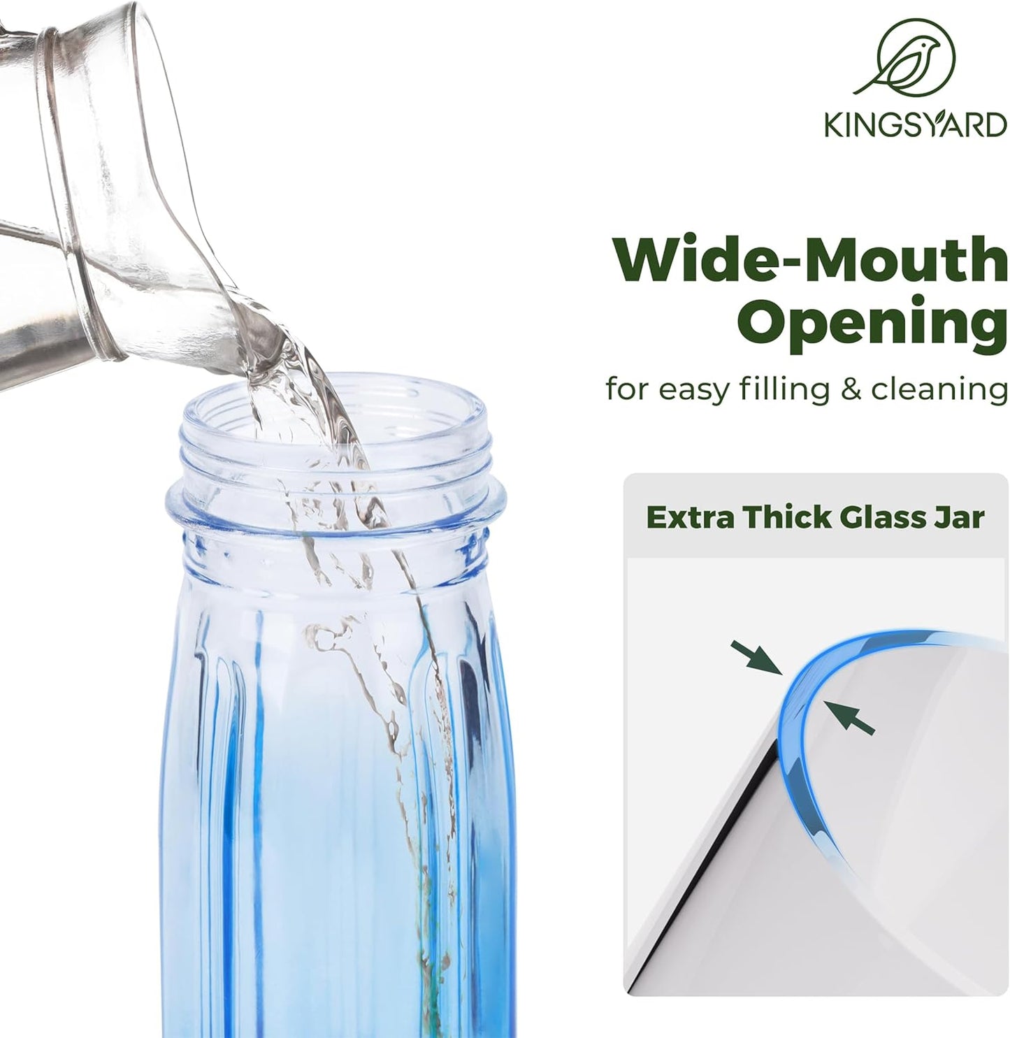 Kingsyard Glass Bird Water Dispenser for Outdoor, 16 Oz, Bird Water Fe