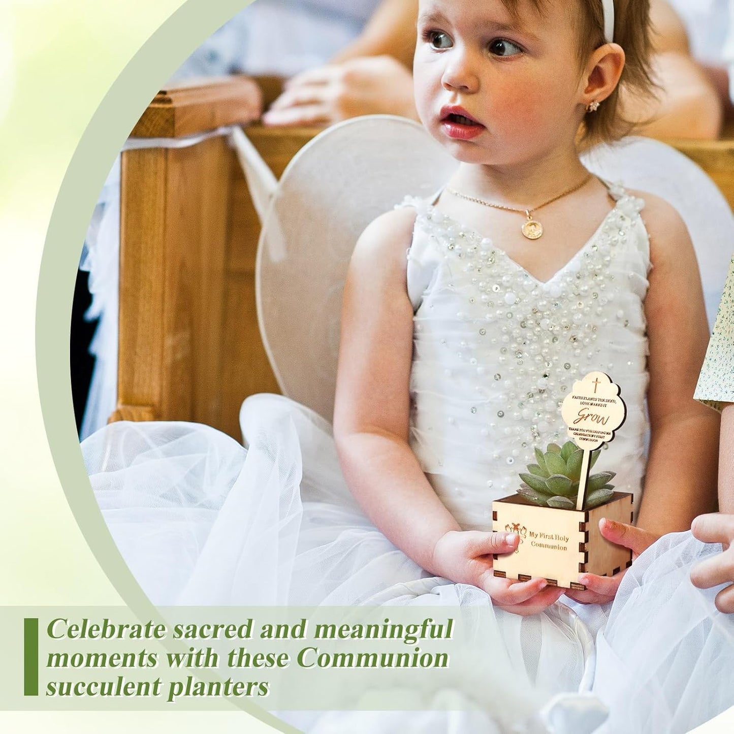 40 Sets First Holy Communion Mini Succulent Pots Plant Labels Wood Planter Pot Small Unfinished Planter First Communion Favors Decorations Holy Communion Gifts Baptism Gifts Let Faith Grow