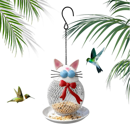 Wild Bird Feeders - Squirrel Proof Cat Shape Feeding Station - Outdoor Finch Feeder,for Finch Garden Backyard Balcony Porch Patio Yard Outside