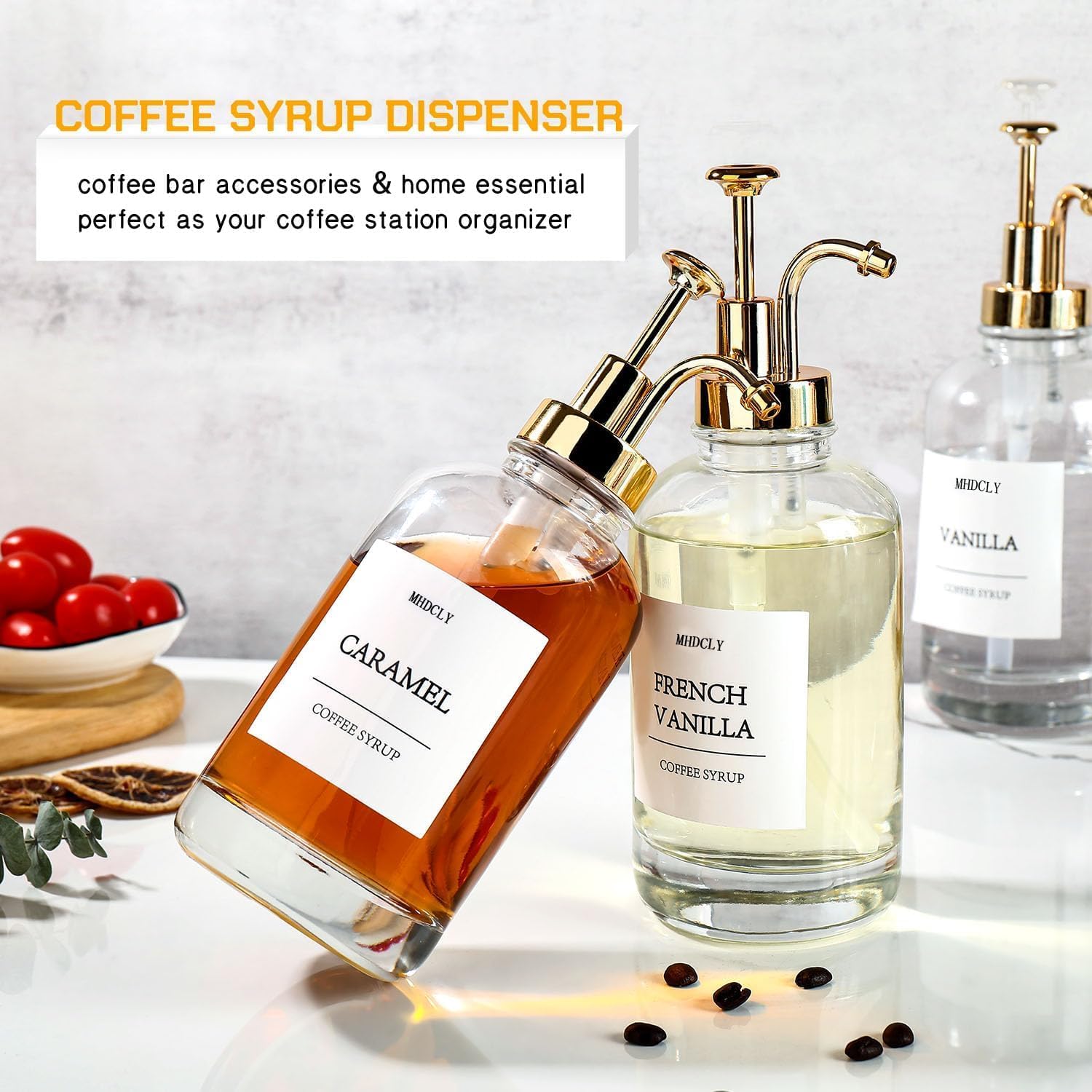 Coffee Bar Accessories, Coffee Syrup Dispenser - 4pack,16.9oz Syrup Di