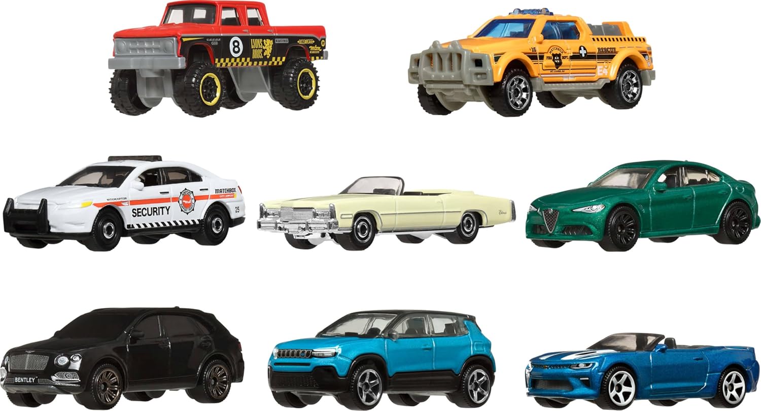 Matchbox 1:64 Scale Die-Cast Toy Cars or Trucks, Set of 8, Themed Mult