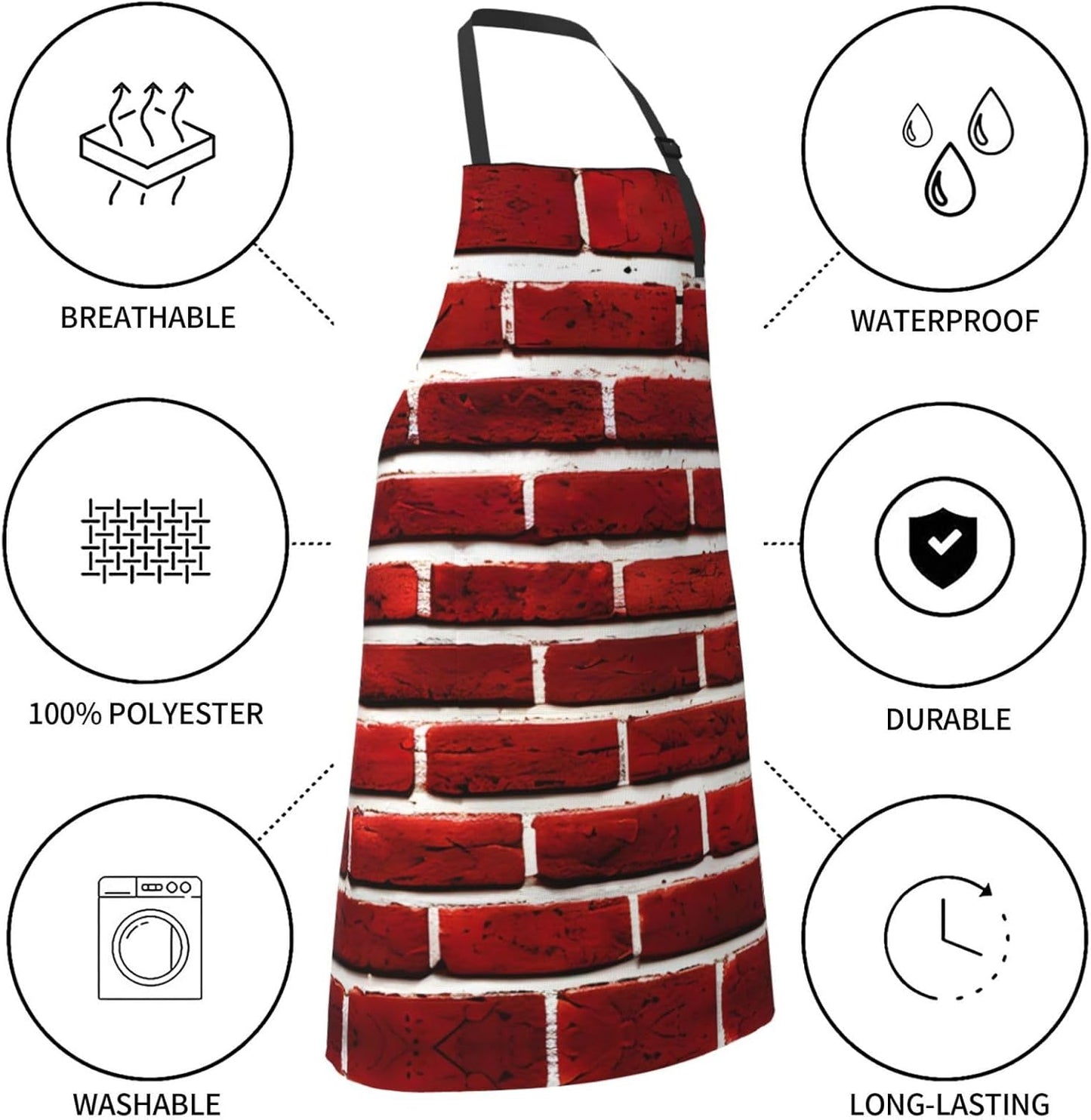 Brick Red Stone print Waterproof chef's apron with pocket apron for kitchen cooking baking barbecue and gardening
