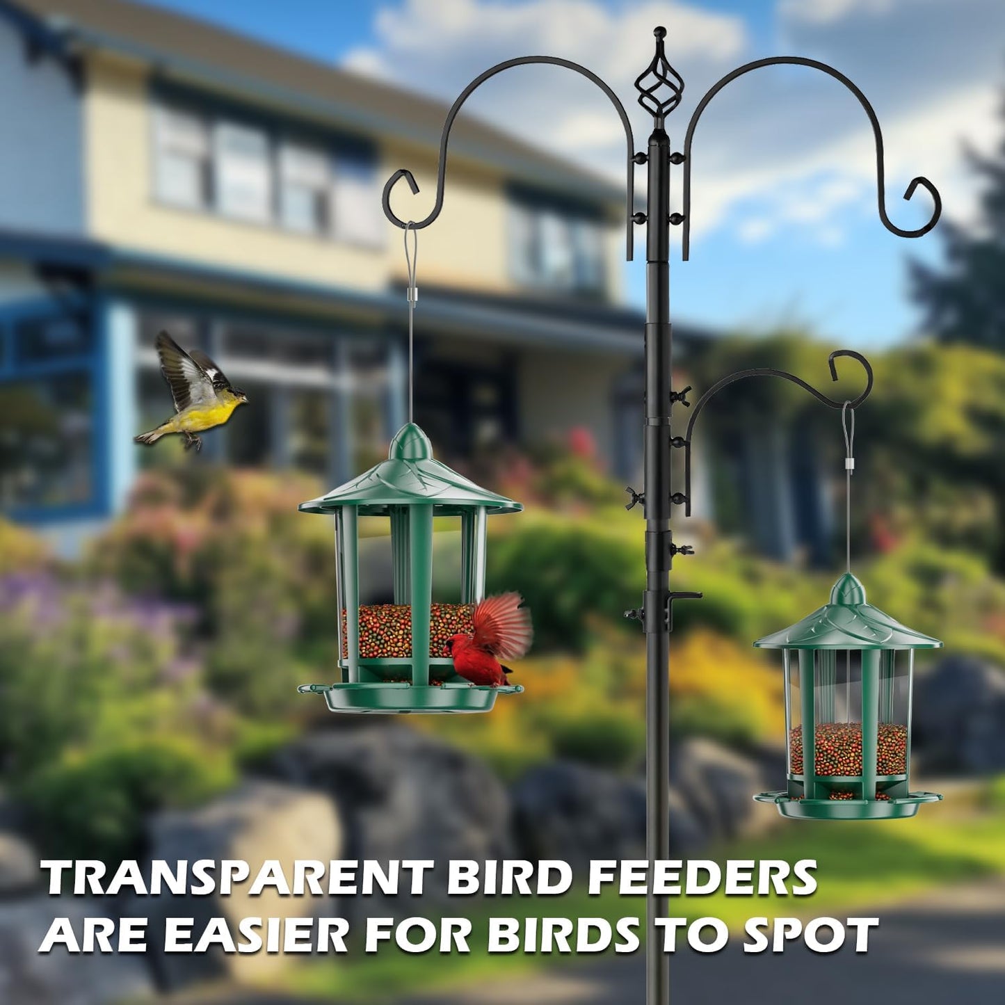 Birdream Bird Feeders for Outdoors, Classic Castle Design Fun Assembly Hanging Bird Feeder, Attracting Wild Birds Cardinals Goldfinches Chickadees Finches Sparrows - Green