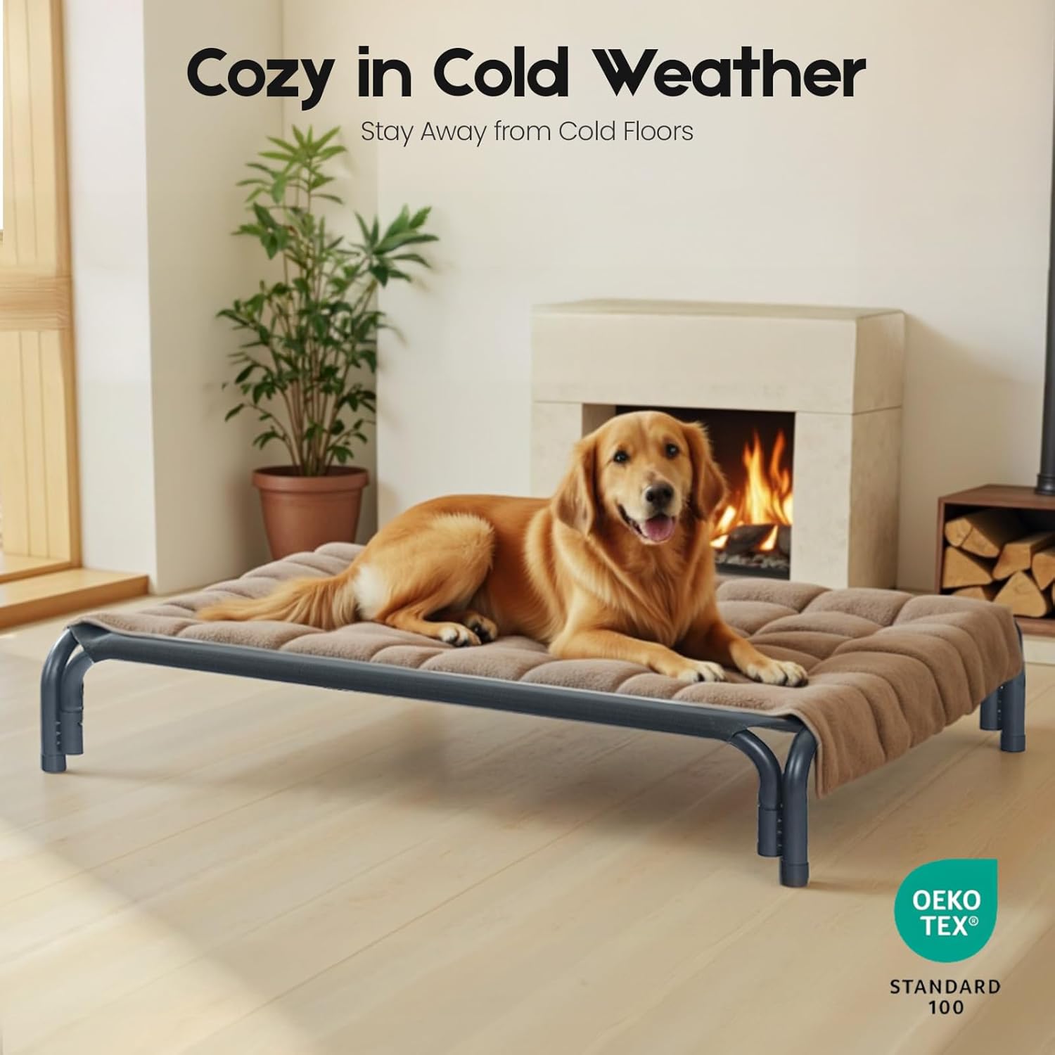 Elevated Dog Bed Raised Outdoor Dog Cot for Large Dogs, Installation R