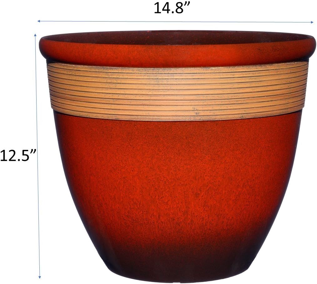 Classic Home and Garden Premiere Collection Planter, Abigail 15", Lava