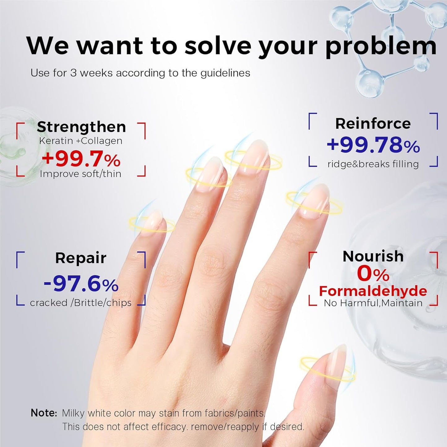 Morovan Nail Strengthener and Growth: Natural Keratin Repair Milky Whi