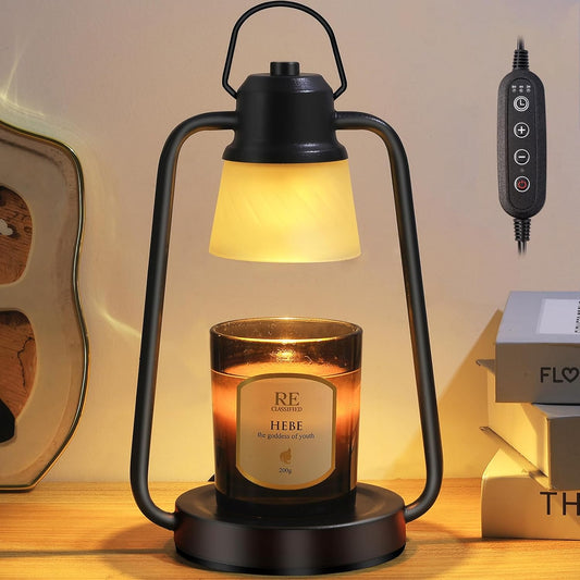 Candle Warmer Lamp with Timer Dimmer - Electric Wax Melt Warmer Lamp for Jar Candles, Valentines Day Gifts for Her Women, Vintage Candle Lamp Warmer with 2 Bulbs, House Warming Gifts New Home Decor
