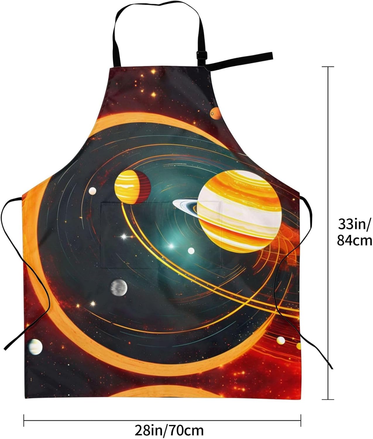 Solar System Jupiter Saturn print Waterproof chef's apron with pocket apron for kitchen cooking baking barbecue and gardening
