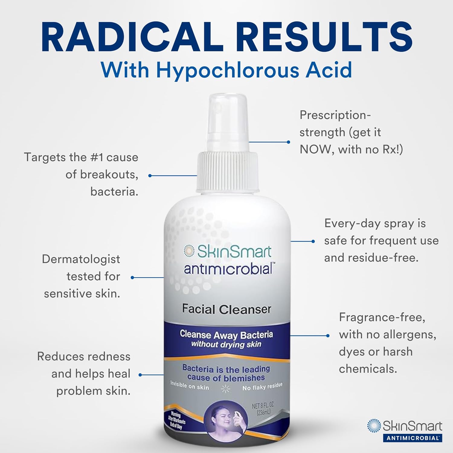 SkinSmart Antimicrobial Facial Cleanser for Breakouts & Blemishes; Hyp
