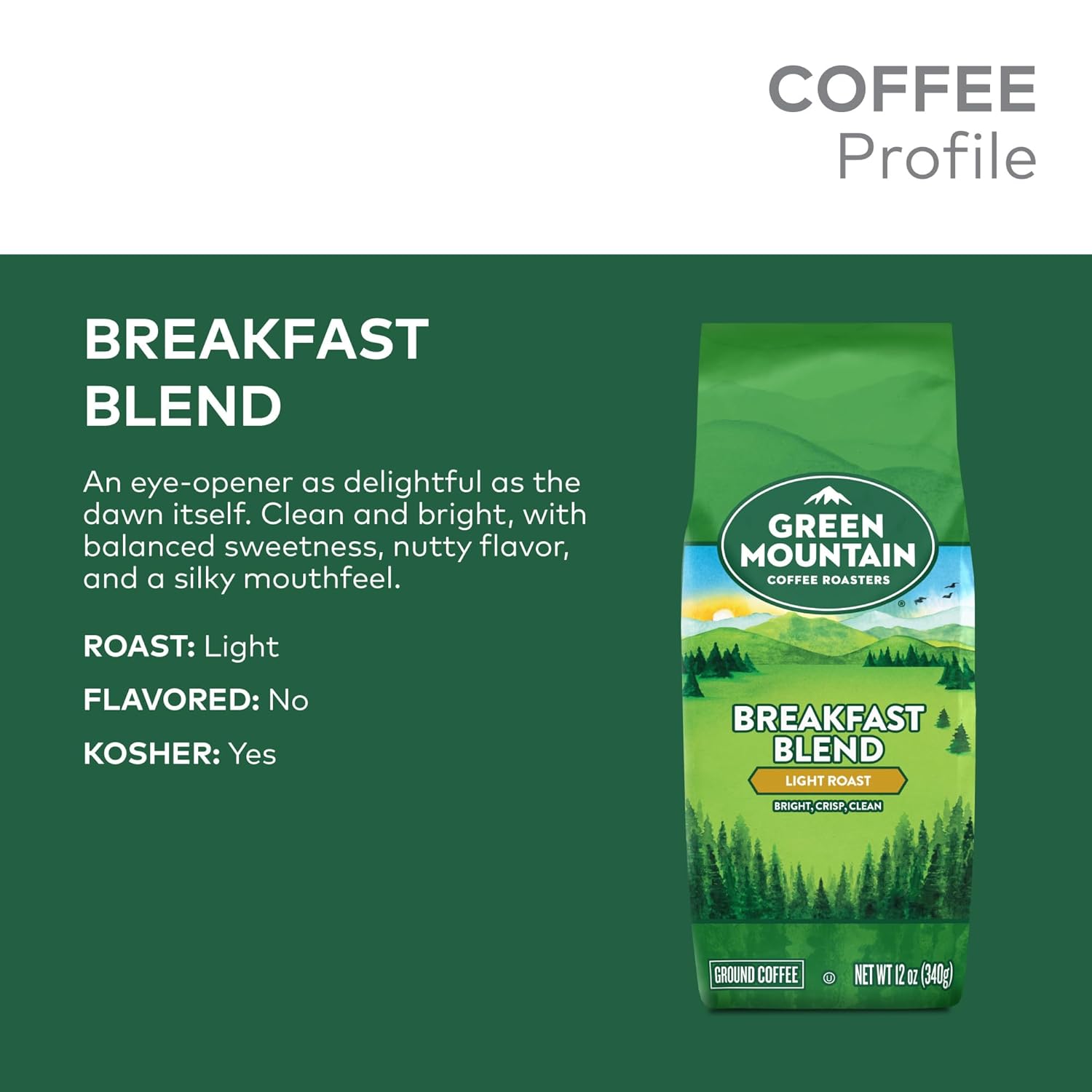 Green Mountain Coffee Roasters Breakfast Blend, Ground Coffee, Bagged 