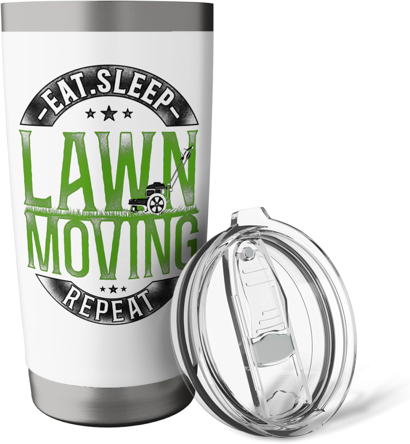 Lawn Mower Mowing Dad Father Landscaper Vintage Eat Sleep Stainless Steel Insulated Tumbler