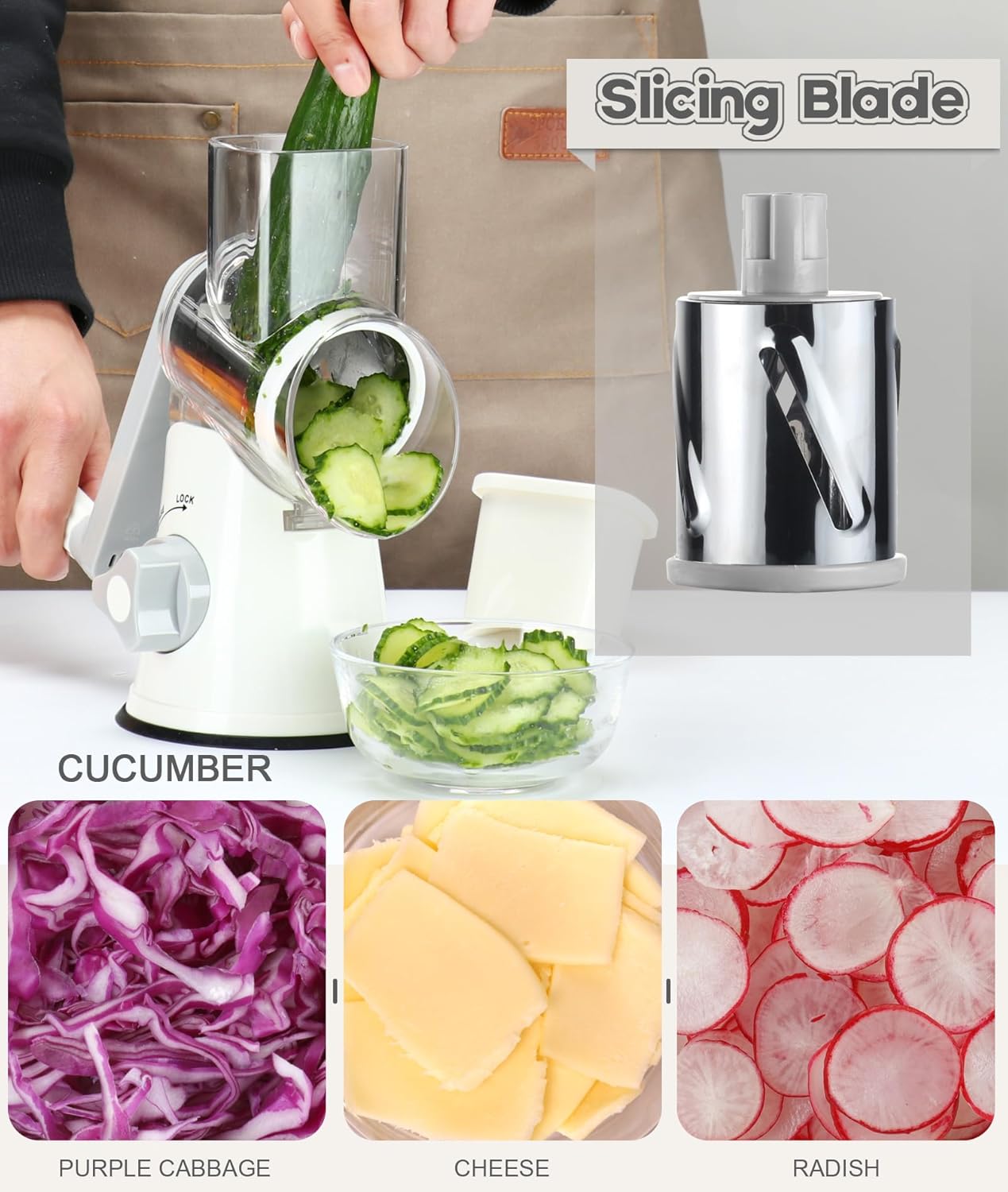 Ourokhome Rotary Cheese Grater Hand Crank, Kitchen Shredder Speed Mand