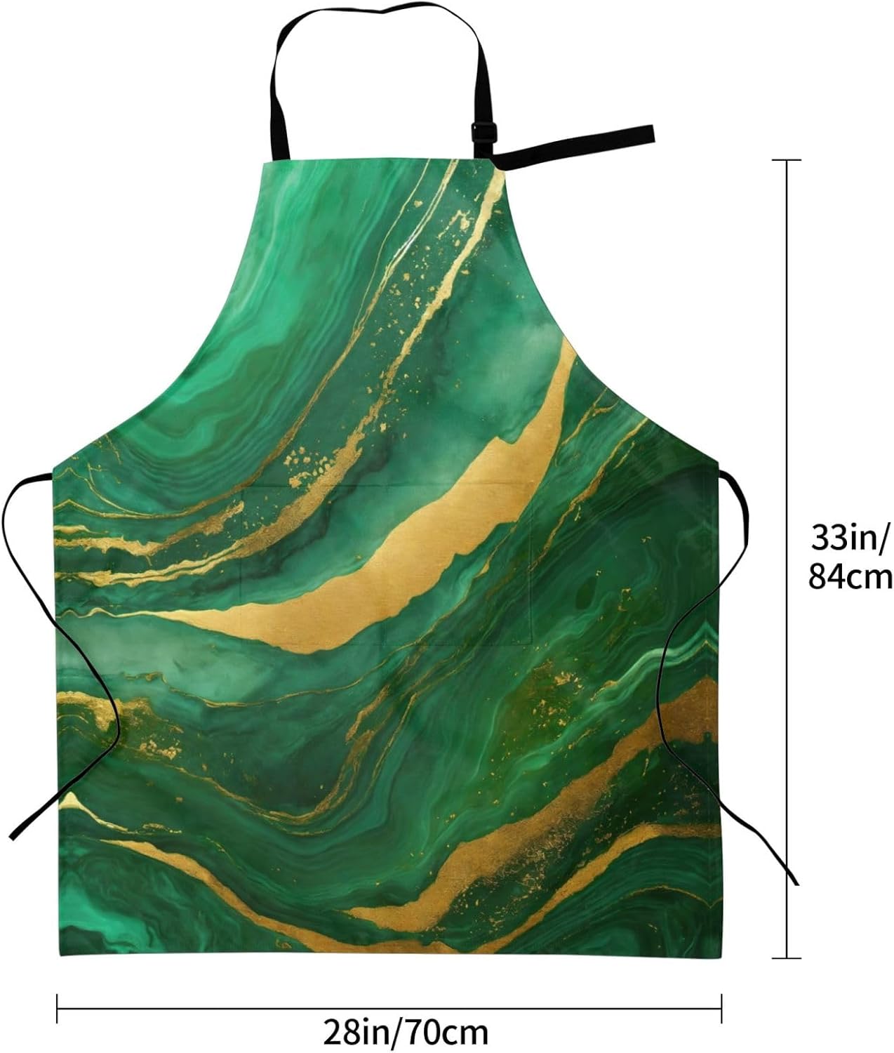 black and gold geometric Print Laundry apron 28x33 In Waterproof Kitchen Apron with Pockets for Cooking Baking