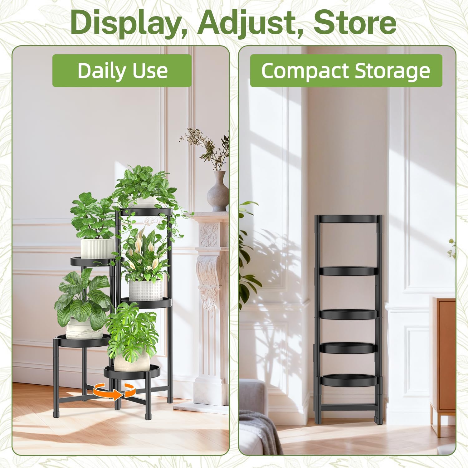 iDavosic.ly Plant Stand Indoor Outdoor, 5 Tier Corner Metal Flower Dis