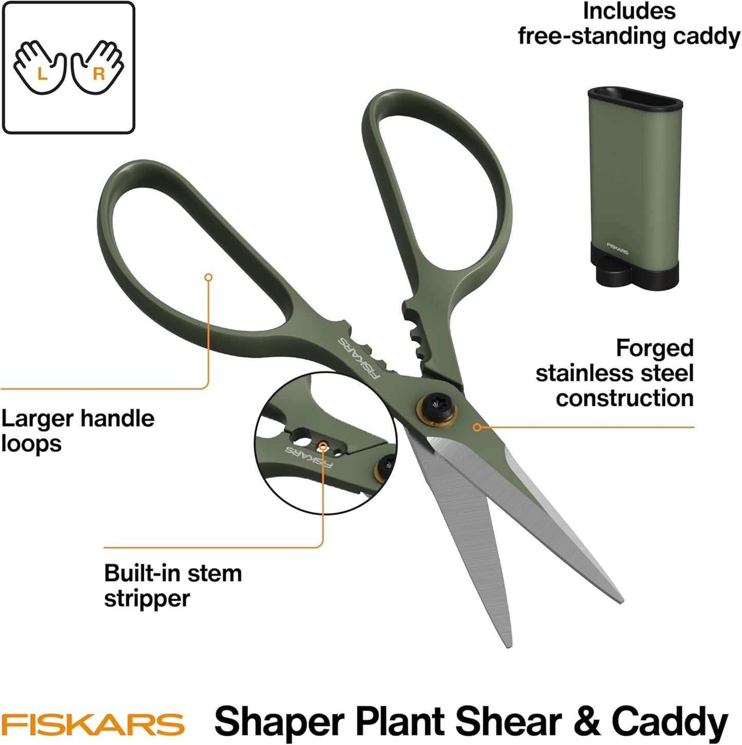 Fiskars Shaper Plant Shears, Precision Indoor Gardening Snips with Sto