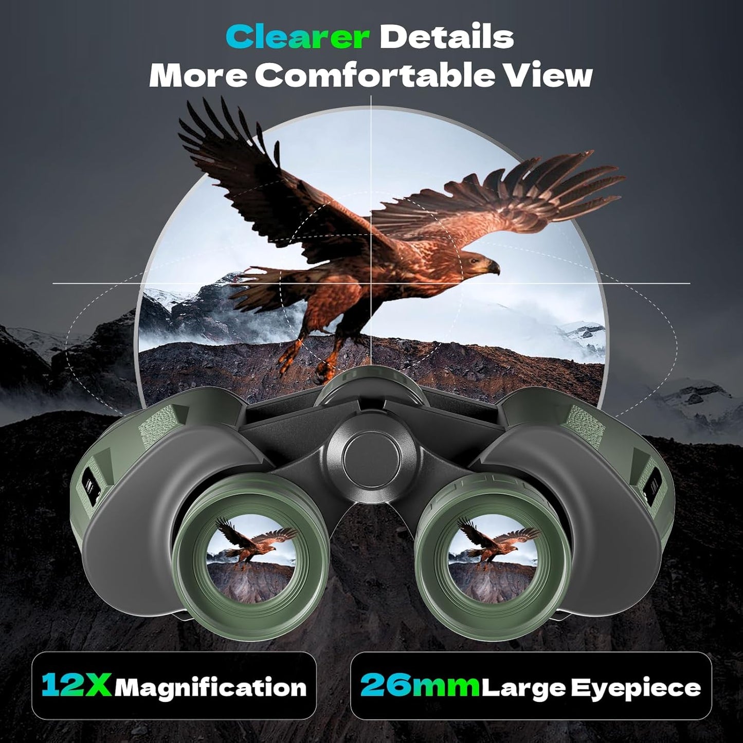 12x40 HD Classic Binoculars for Adults & Kids, Clear Large View & Low-